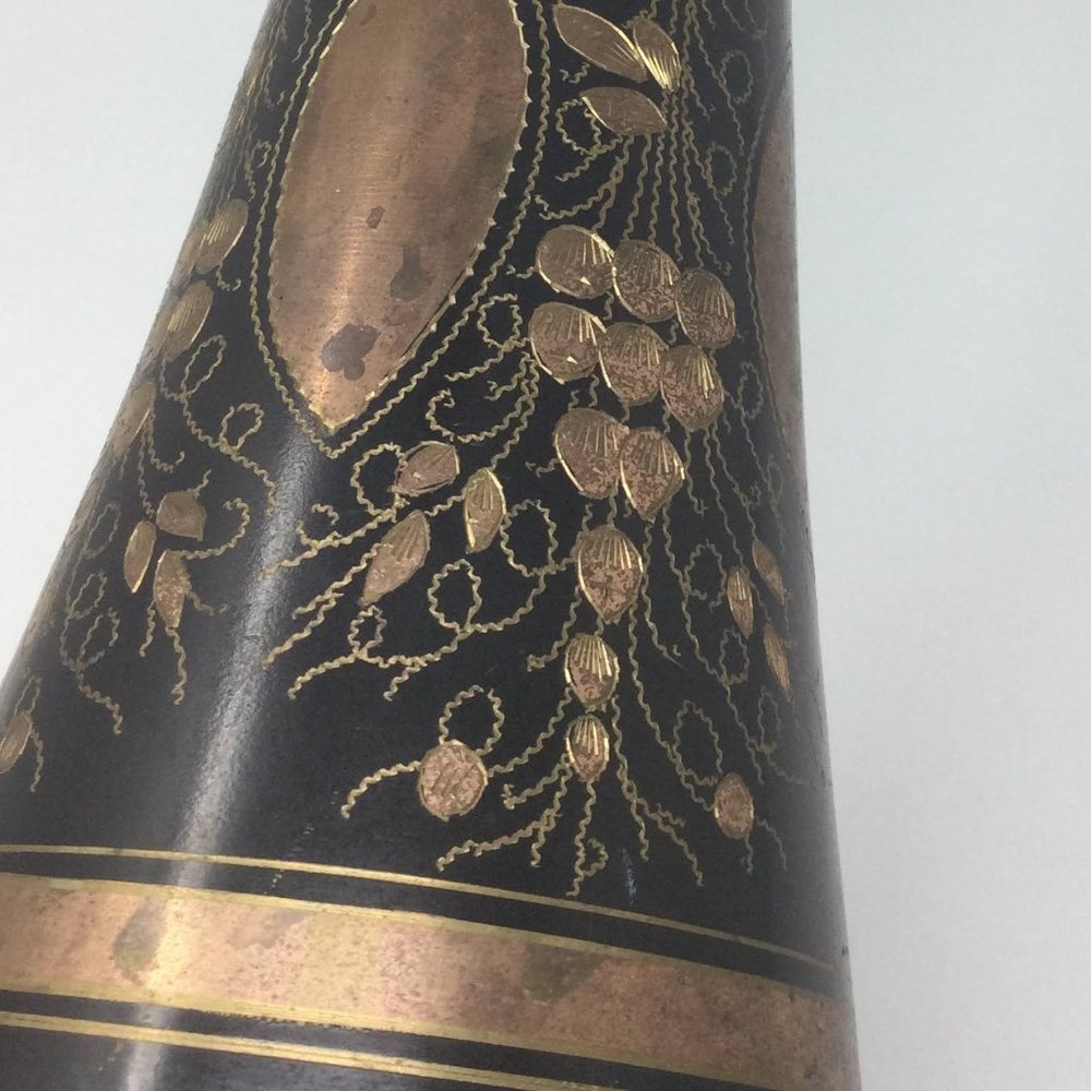 Copper Decorative Vase Vintage Hand Etched India - Picture 7 of 16